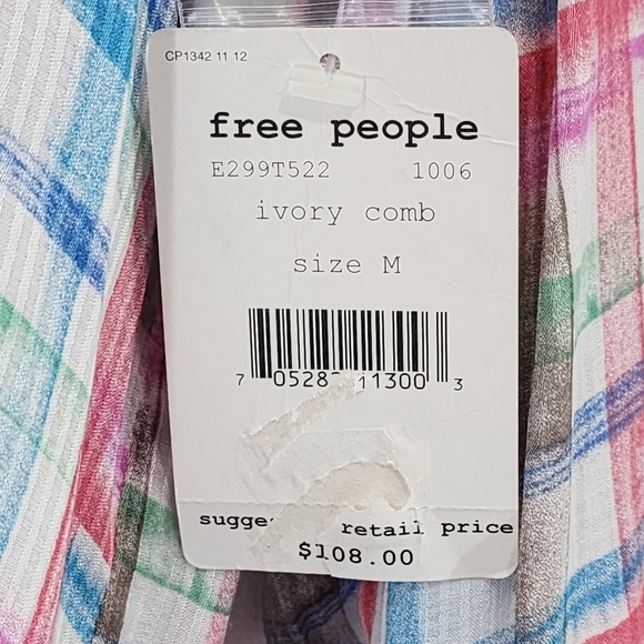 Free People Women's Plaid Button Up Tie Front Shirt - M - Picture 8 of 8